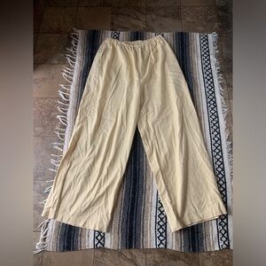 Vintage Pale Yellow Flowy Linen/Cotton Pants